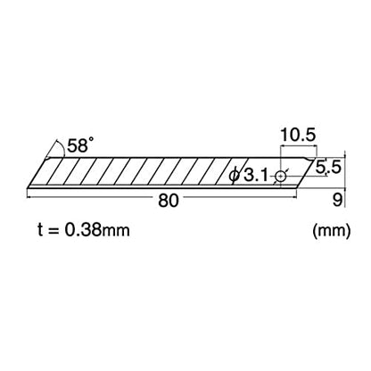 NT Cutter 9mm Stainless Steel Snap-Off Blades, 5-Blade/Pack, 1 Pack (BA5SS)