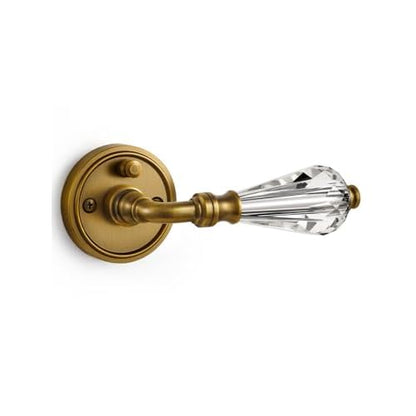 1 Pack Antique Brass Glass Door Lever Privacy Crystal Door Levers Door Lever Interior Door Handle for Bedroom and Bathroom,Zinc Alloy