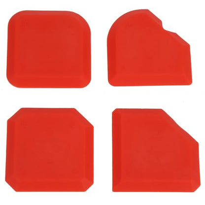 4Pcs Caulking Tool Set, Silicone Red Smoother Sealant Grout Finishing Tool, Caulking Applicator Tool for Kitchen Floor Sealant Sealing, Cleaning, Fillering, Removing Sealants