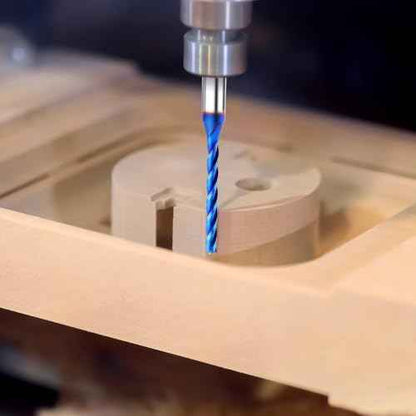 1/8 inch Extra Long CNC Router Bits 1/4 inch Shank 1/8'' Cutting Dia Spiral Upcut CNC Bits, 4PCS 3-Flutes Carbide End Mills with Coating Spiral Router Bits for Wood PVC Engraving