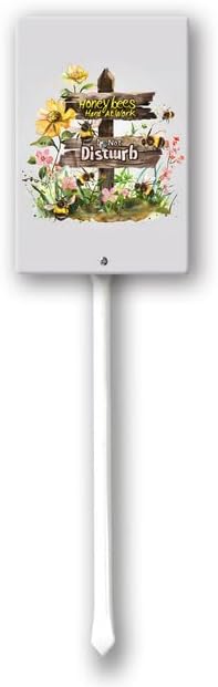 Uptell Honeybees Hard At Work Do Not Disturb Yard Signs with Stakes Aluminum Sign for House/Front Door and Business Outdoor Decoration 8x12 Inch