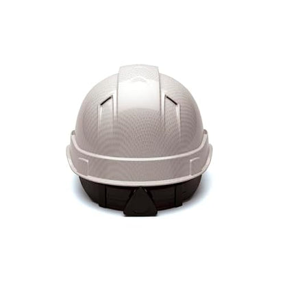 PYRAMEX Ridgeline Cap Style Hard Hat, Vented, 4-Point Ratchet Suspension, Shiny White Graphite Pattern