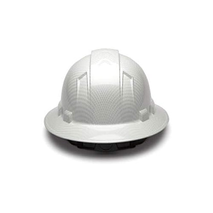 Pyramex Ridgeline Full Brim Hard Hat 4 Point Ratchet Shiny White Graphite Pattern