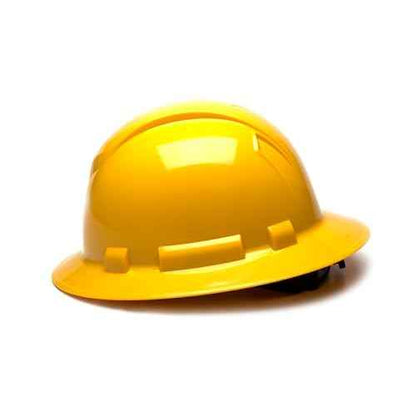 Pyramex Ridgeline Full Brim Hard Hat 4 Point Ratchet Yellow
