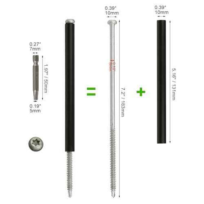10-Pack Gutter Screws 7-Inch with Black Ferrule - Rust-Resistant Coated for Secure Gutter Installation & Repair