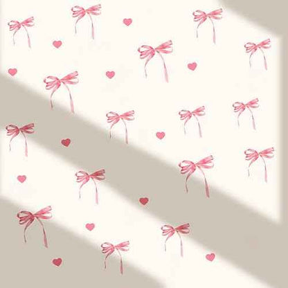 12 Sheets Bow Wall Stickers Peel and Stick Coquette Pink Bow Heart Decals for Room Nursery Boho Bedroom Dresser Playroom Living Room Windows Aesthetic Waterproof Wallpaper for Christmas Room Decor