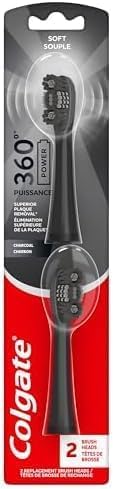 Colgate 360 Vibrate Charcoal Battery Operated Toothbrush Pack, Soft with 1 AAA Battery Included, Black, 2 Count