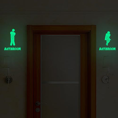 Glow in The Dark Toilet Stickers, Wall Decal for Bathroom and Bath Decorations, PET Waterproof, Kids and Adult Bathroom Signage