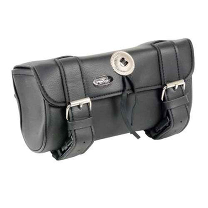 Milwaukee Leather SH62601 Black Small PVC Double Strap with Concho Windshield-Tool Bag - One Size
