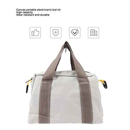 Wide Mouth Tool Bag, Hardware Storage Bag with Large Capacity and Plumbers Handle for Wrenches, Screwdrivers, Pliers (12in / 30.5cm)