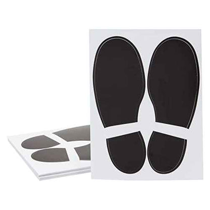Juvale Shoe Print Floor Stickers - 32 Pairs, Black Vinyl, 8 x 6 in Sheets - Peel & Stick Dancing Feet Floor Stickers & Foot Print Decals for Classrooms, Dance Studios & Hallways