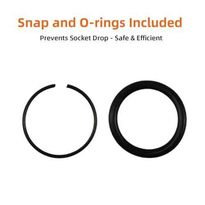 1-Inch Drive 33mm Extra Deep Impact Socket, 8-Inch (200mm) Long, 6-Point Truck & Trailer & Tractor Wheel Nut Socket, Heat Treated Cr-V Alloy Steel, One-Piece Forged, No Torque Loss
