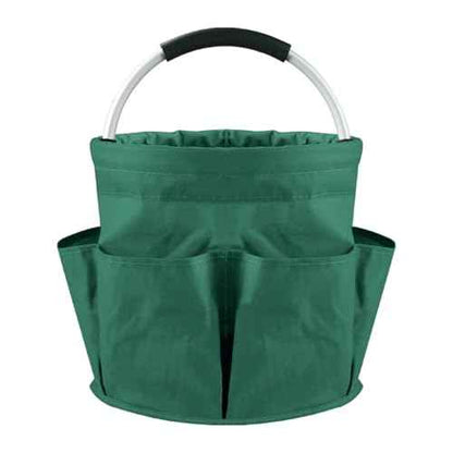 Garden Tool Organizer Tote Bag, Beige Oxford Waterproof Storage Carrier with Pockets, 11.4x10.6 Inch, 17L Capacity, Outdoor Gardening Plant Tool Holder for Men Women (Green)