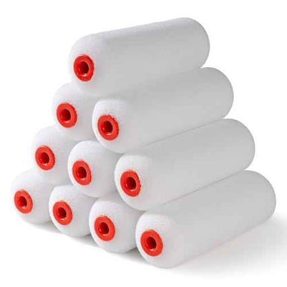 Mister Rui 4 Inch Foam Roller Covers 10-Pack, 30kg/m©ø Medium Density - Washable & Reusable for Smooth Finish on Furniture, Cabinets, DIY Projects