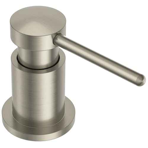Lava Odoro Soap Dispenser for Kitchen Sink, Modern Brass Built in Countertop Pump Dispenser with 18 Oz Refillable Bottle, Kitchen Soap and Lotion Dispenser Spot-Free, Brushed Nickel, KSD-21