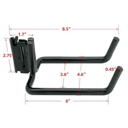 2 Pack E-Track Heavy Duty Shovel Hanger for Store Long Handled Tools,Large Steel Tool Double J Hook, Tool Hanger | E Track Accessories for Enclosed Trailer or Trucks (Black)