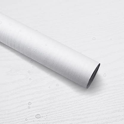 Wood Peel and Stick Wallpaper Decorative Self Adhesive Vinyl Film 16"x118" White Wood Grain Wallpaper for Furniture Cabinet Countertop Shelf Paper