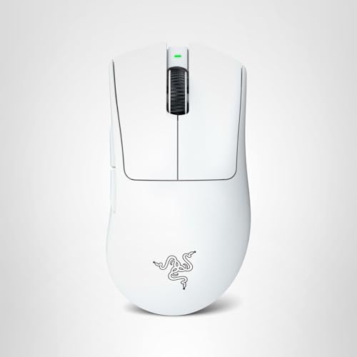 Razer DeathAdder V3 Pro Wireless Gaming Mouse: 64g Lightweight Ergonomic - 30K DPI Optical Sensor - Gen-3 Optical Switches - 8 Programmable Controls - Up to 90 Hr Battery - White