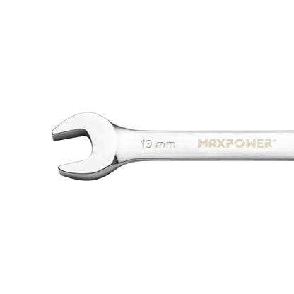 MAXPOWER 13mm Flexible Gear Wrench, Industrial Grade Ratchet Combination Spanner, Forged Heat-Treated Cr-V Steel 12 Point Flex-Head, Metric
