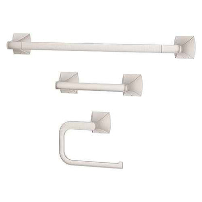 Pfister Bruxie 3-Piece Bathroom Hardware Set with Towel Bar, Towel Ring, and Toilet Paper Holder, Wall-Mounted, Spot Defense Brushed Nickel Finish, BTBBIE3GS