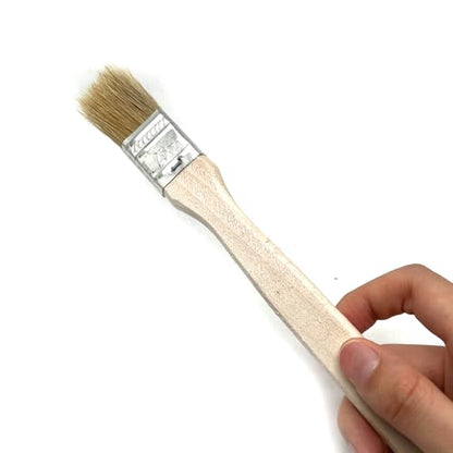 2 Pcs Straight Head Paint Brush Pig Hair with Long Wooden Handle,Wood Handle Metal Hoop Straight Head Paint Brush Beige White(Brush Head Width 25mm/1.0in)