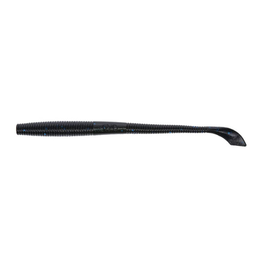 Yamamoto 5" Kut Tail Worm - Realistic Easy-to-Use Soft Plastic Fishing Lure Baits - 10 Pack, Black with Large Blue