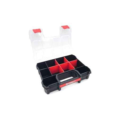 Taytools 10 Compartment Small Parts Organizer Box - Dual Latch Portable Tool Box with Removeable Dividers for Storing Hardware, Screws, Bolts, Nails, Beads or Jewely (Pack of 2)