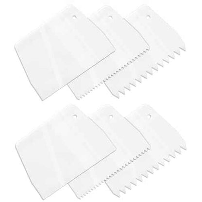 6 Pcs Glue Spreader, Reusable Adhesive Spreader 3 Different Types Notched Plastic Glue Applicator Kits for Applying Glues Epoxy PET Putty(White)