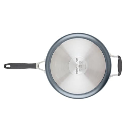 Circulon A1 Series with ScratchDefense Technology Nonstick Induction Sauté Pan with Helper Handle and Lid, 5 Quart, Graphite