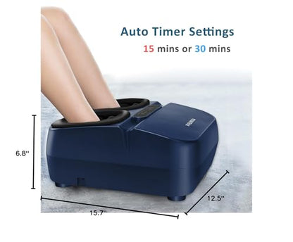 MOUNTRAX Foot Massager Machine with Heat, Foot Massager for Plantar Fasciitis, Neuropathy Pain, Shiatsu Foot Massager with Remote, Fits Feet Up to Men Size 12 (Black)