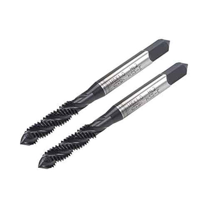 uxcell M6 x 1.0 Spiral Flute Thread Tap, Metric Machine Threading Tap HSS Nitriding Coated, Round Shank with Square End, H2 Tolerance, 2pcs