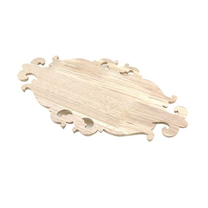 Antrader 1-Pack Wood Carved Onlays Appliques,Oval Shaped Unpainted Solid Wood Carving Decal for Door Cabinet Cupboard Wall Ceiling,26¡¿15cm