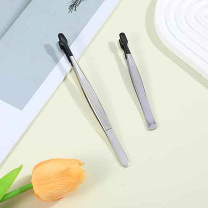 2 Pcs Rubber Tipped Tweezers Forceps Silicone Coated Soft Tweezers Contact For Soft Contacts Non Marring Flat Tip Hobby Craft Tools Jewelry Coin Stamp Tongs For Stamps Coins Crafts Beads