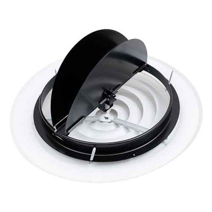 Fits 10 Inch Neck Air Duct | Steel Round Air Supply Diffuser for Ceiling by Handua | 10" Neck Steel Butterfly Damper&Handle Included | Round Diffuser Vent Cover | White | Outer Dimension: 13-15/16"