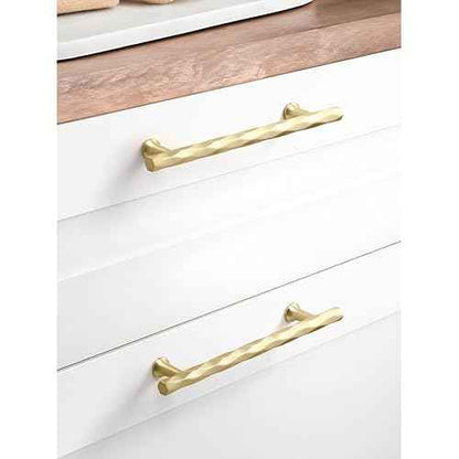 Brushed Gold Cabinet Pulls 6.3" Hole Center 10 Pack Hammered Brass Cabinet Handles Decorative Kitchen Drawer Dresser Cupboard Bathroom Vanity Cabinet Hardware Rhombus