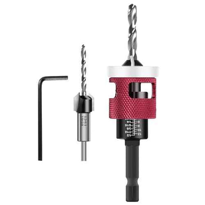 Countersink Drill Bit Set - Countersink Drill Bit with Low Friction Depth Stop, Replaceable HSS M2 Tapered Bits, Carbide Drill Bits 1/4¡± Hex Shank for Woodworking Tools & Hand Tools