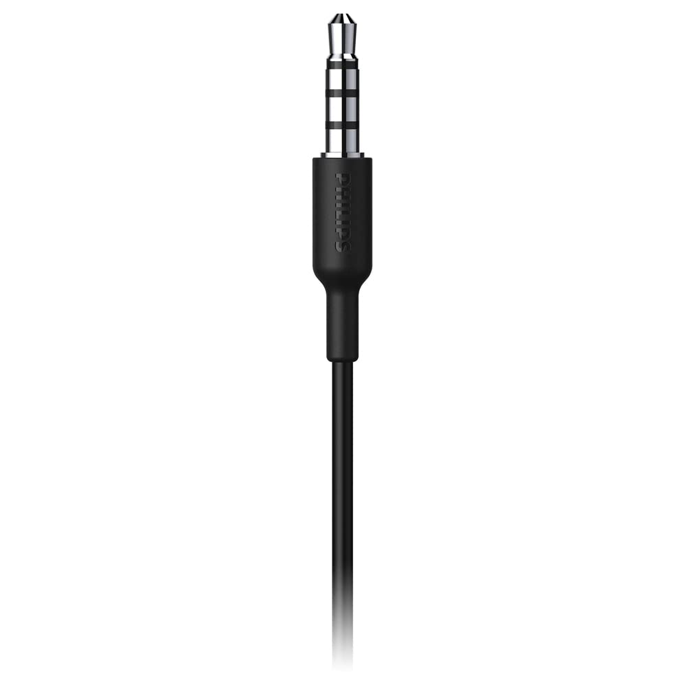 Philips Audio TAA1105BK/00 Sports Headphones with Microphone, in-Ear Headphones (Flexible Ear Hook, Bass Beat Vent, IPX2 Sweat Resistant, Secure Fit, in-Line Remote Control) Black
