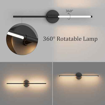 Black Wall Sconce for Bathroom 28In Hardwired Vanity Light Fixture 3000K Indoor Bathroom Sconce Over Mirror 360¡Æ Rotate for Living Room