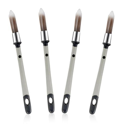 4Pcs Trim Paint Brush, Touch Up Detail Paint Small Brushes for Painting Walls Furniture Corner Trim House Baseboard Edging (Gray)