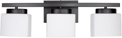 3-Light Bathroom Vanity Light Fixture Over Mirror, Modern Matte Black Vanity Lights with Milky Glass Shade, 23 inches Vanity Lighting Fixtures for Bathroom Lighting