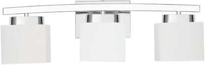3-Light Bathroom Light Fixture Over Mirror, Modern Chrome Vanity Fixture with Milky Glass Shade, 23 inches Bath Light for Bath Vanity Lighting