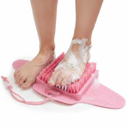 Efforest Shower Foot Scrubber Mat with Pumice Stone - Cleans, Smooths & Removes Dead Skin on Foot Without Bending, Foot Callus Remover with Non-Slip Suction Cups, Foot Scraper for Shower & Bathtub