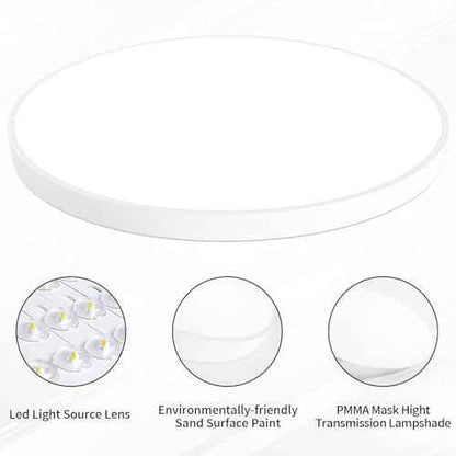 24 Inch Flush Mount Ceiling Light Fixture, Dimmable with Remote, 3000K-6500K Adjustable Color, 48W 4800Lm Ultra Thin Modern Round LED Ceiling Light, White for Bedroom, Kitchen, Living Room
