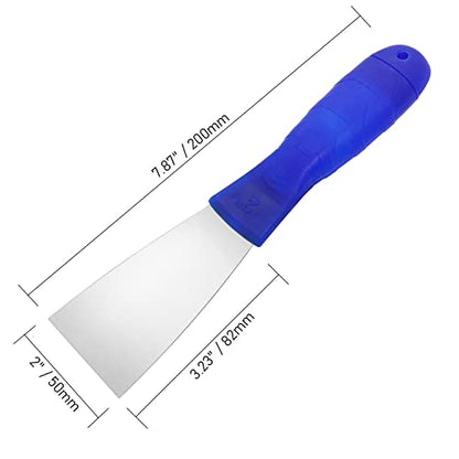 Putty Knife, 2 PCS 2 Inch Carbon Steel Scraper, Plastic Handle Spackle Knives for Drywall, Decals, Wall paper, Patching, Painting, Taping, Scraping Coating