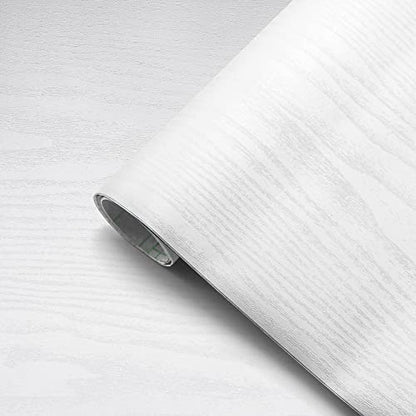 Wood Peel and Stick Wallpaper Decorative Self Adhesive Vinyl Film 16"x118" White Wood Grain Wallpaper for Furniture Cabinet Countertop Shelf Paper