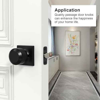 goldenwarm Matte Black Closet Door Knobs, Passage Door Knobs, Black Door Knob Interior No Lock for Closet Hallway 6 Pack