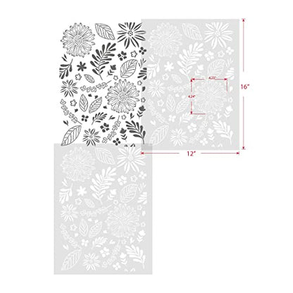 GSS Designs Allover Floral Daisy Wall Stencils 12x16Inch Garden Flowers Wall Stencils for Painting Floral Stencil for Wall Wood Furniture Craft Art