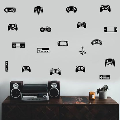 Game Controller Wall Decals for Kids Room - Game Art Stickers, Vinyl Decor for Boys Bedroom Gaming Room Y97 (Black)