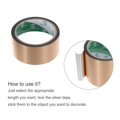 MECCANIXITY Champagne Gold Metalized Tape 1 Inch x 55 Yards Decor Tape for Detailing Accent Wall, Graphic Arts, Pack of 1