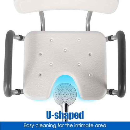 Shower Chair with Arms and Back Heavy Duty 330lbs, Shower Seat for Inside Shower with Shower Head Holder, Shower Bathroom Chair with Cutout Seat & Cold-Proof Pads, Tools-Free Assembly